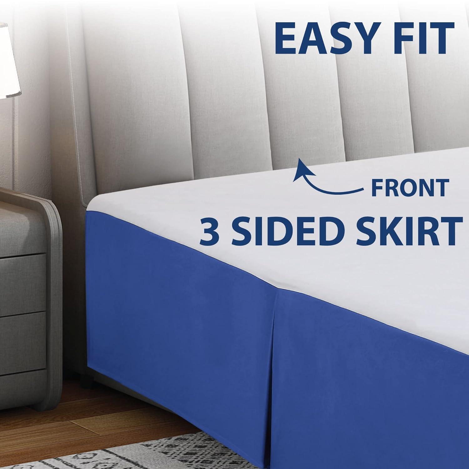 Swift Home | Basics Pleated Microfiber Bed Skirt 14-inch Drop Royal Blue Twin