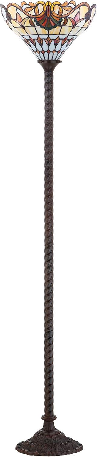 JONATHAN Y JYL8003A Davis Tiffany-Style 70" Torchiere LED Floor Lamp, Traditional for living room, dinning room, bedroom, office Bulb Included, Bronze