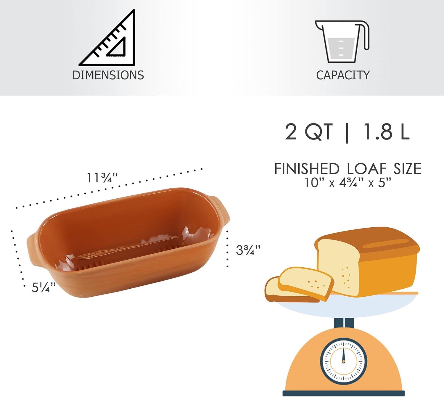 Oblong Non-stick Clay Loaf Pan with Lid, 2 Quarts