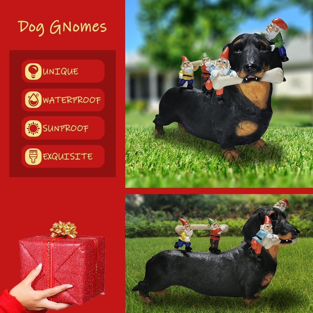 Dwarf Dachshund Dog Statue Courtyard Art Resin Statuette Decoration