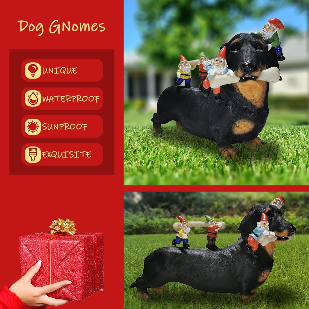 Dwarf Dachshund Dog Statue Courtyard Art Resin Statuette Decoration