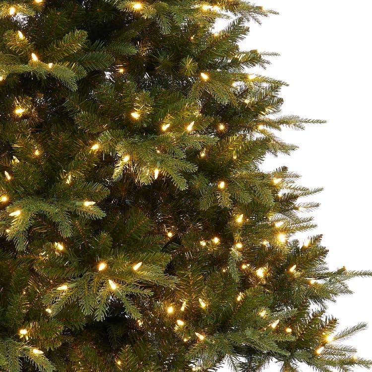 Naomi Home Traditional Artificial Pine Fir Christmas Tree with Lights-Base:Included,Color:Green,Size:6.5 ft