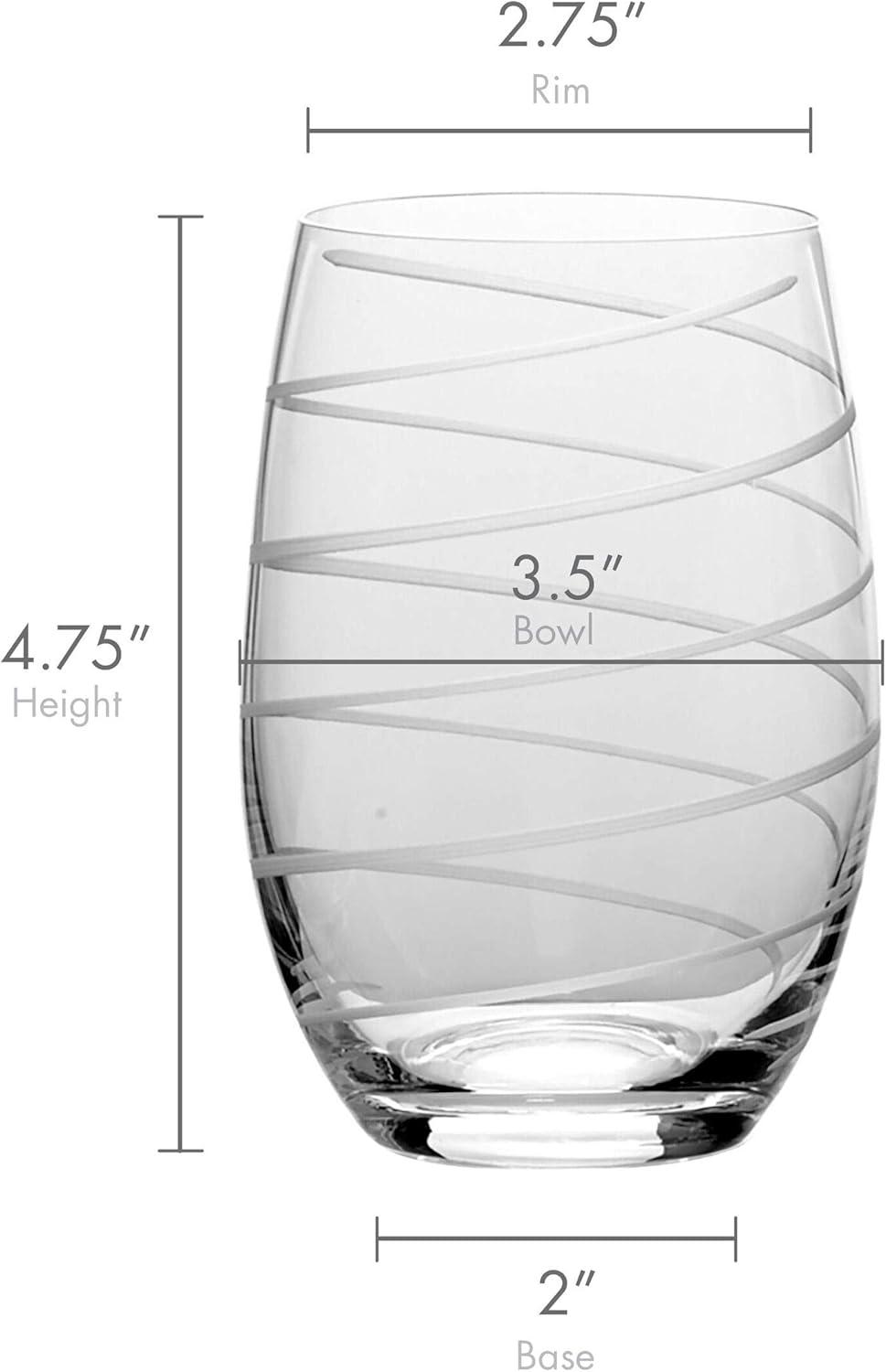 Cheers Clear Etched Stemless Wine Glass Set of 4