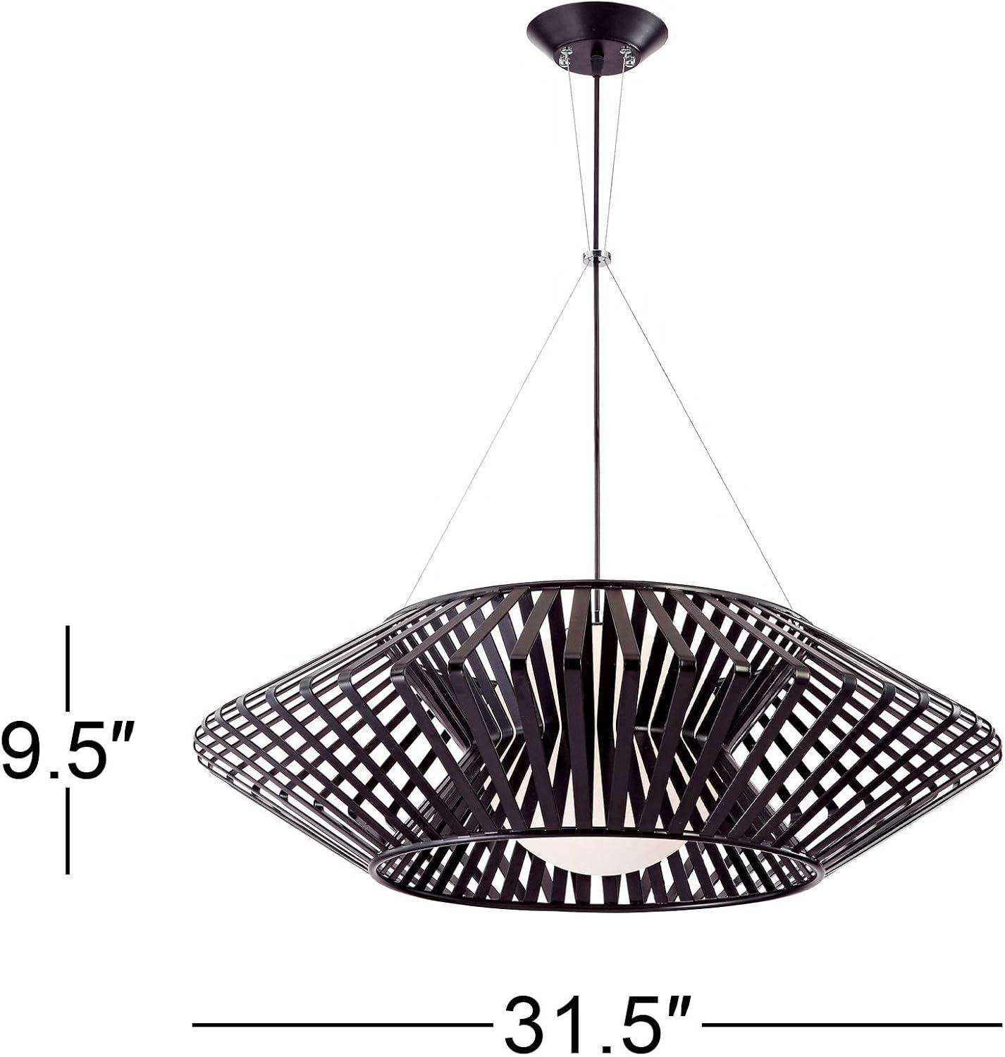 Possini Euro Design Planet Black Large Pendant Light 31 1/2" Wide Mid Century Modern White Glass for Dining Room House Foyer Kitchen Island Entryway