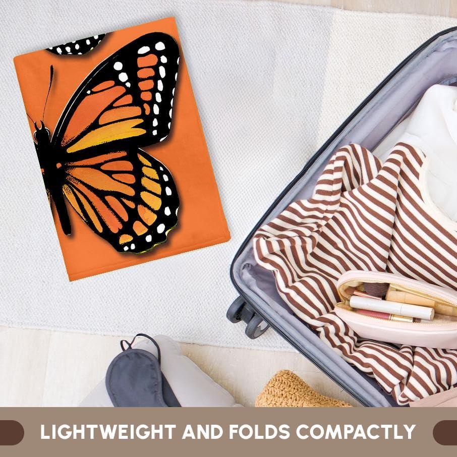 Monarch Butterfly Orange Background Cotton Microfiber Washcloth