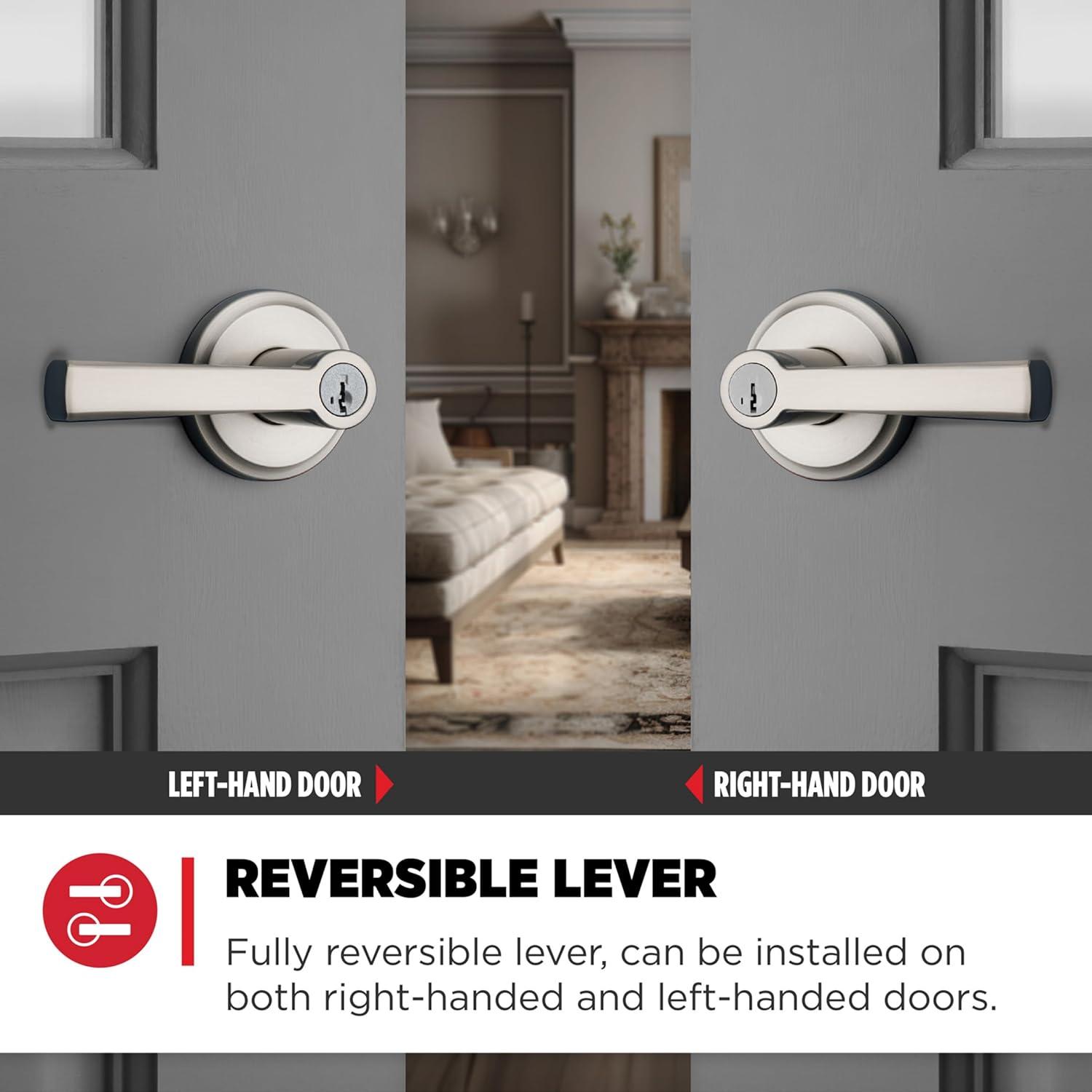 Kwikset 740TDL 15 SMT 6AL RCS Trafford Keyed (Entry) Door Lever (Set of 2)