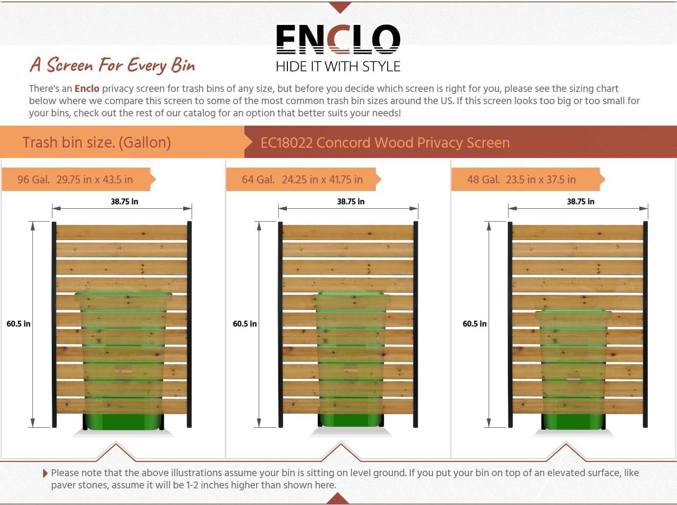 Enclo Privacy Screens EC18022 5ft H x 3.2ft W Concord Wood Outdoor Privacy Fence Screen, Perfect to Hide Trash Cans (1-Panel)