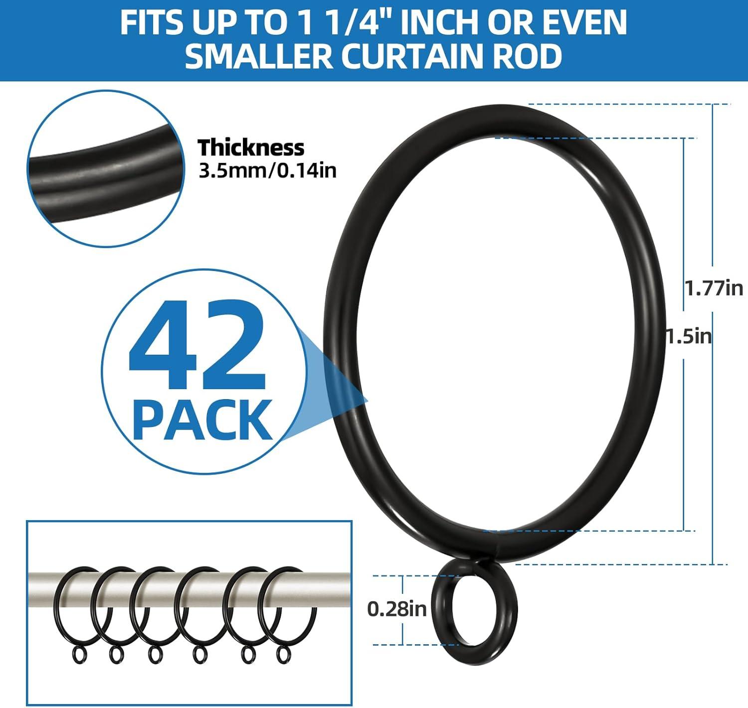 Innovire 42 Pack Curtain Rings with Eyelet 1.5" Inner Diameter,Metal Drapery Ring Fits up to 1.25" Drapery Rod,Glide Smoothly Curtain Rod Rings,Strong Vintage Decorative Rustproof Curtain Ho