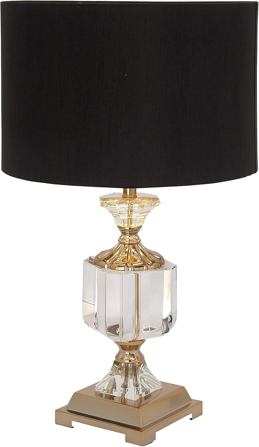 Crystal Table Lamp with Drum Shade Gold - Olivia & May: Faux Silk Shade, No Assembly, Modern Decor