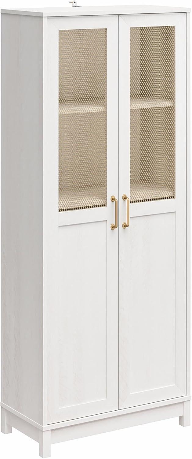 Tess 2 Door Wide Storage Cabinet with Modular Storage Ivory Oak - Mr. Kate: MDF Construction, 4 Adjustable Shelves