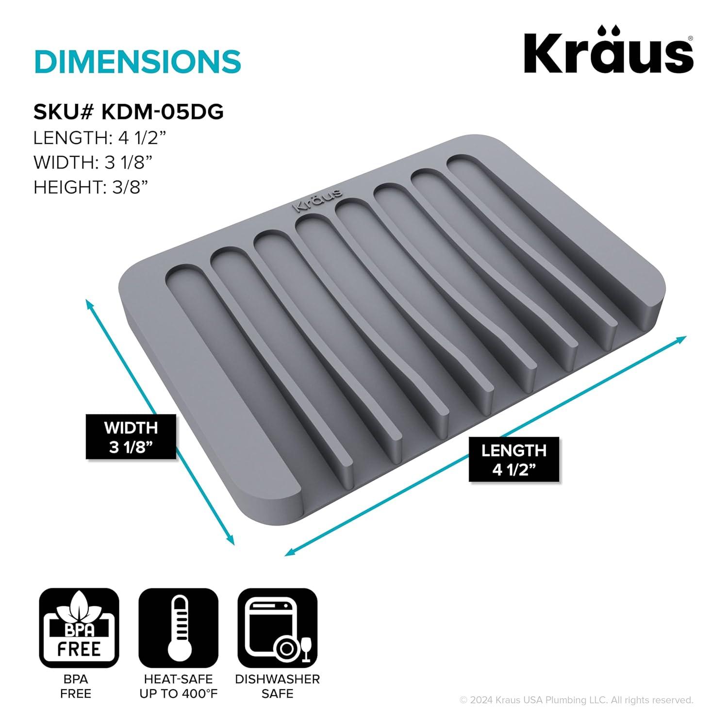 Dark Grey Rectangular Silicone Soap Dish and Sponge Holder