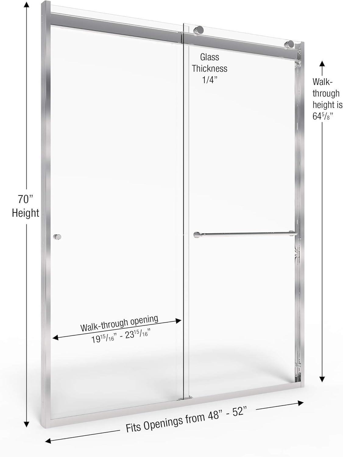 Rotolo 52" W x 70" H Semi Frameless Shower Door