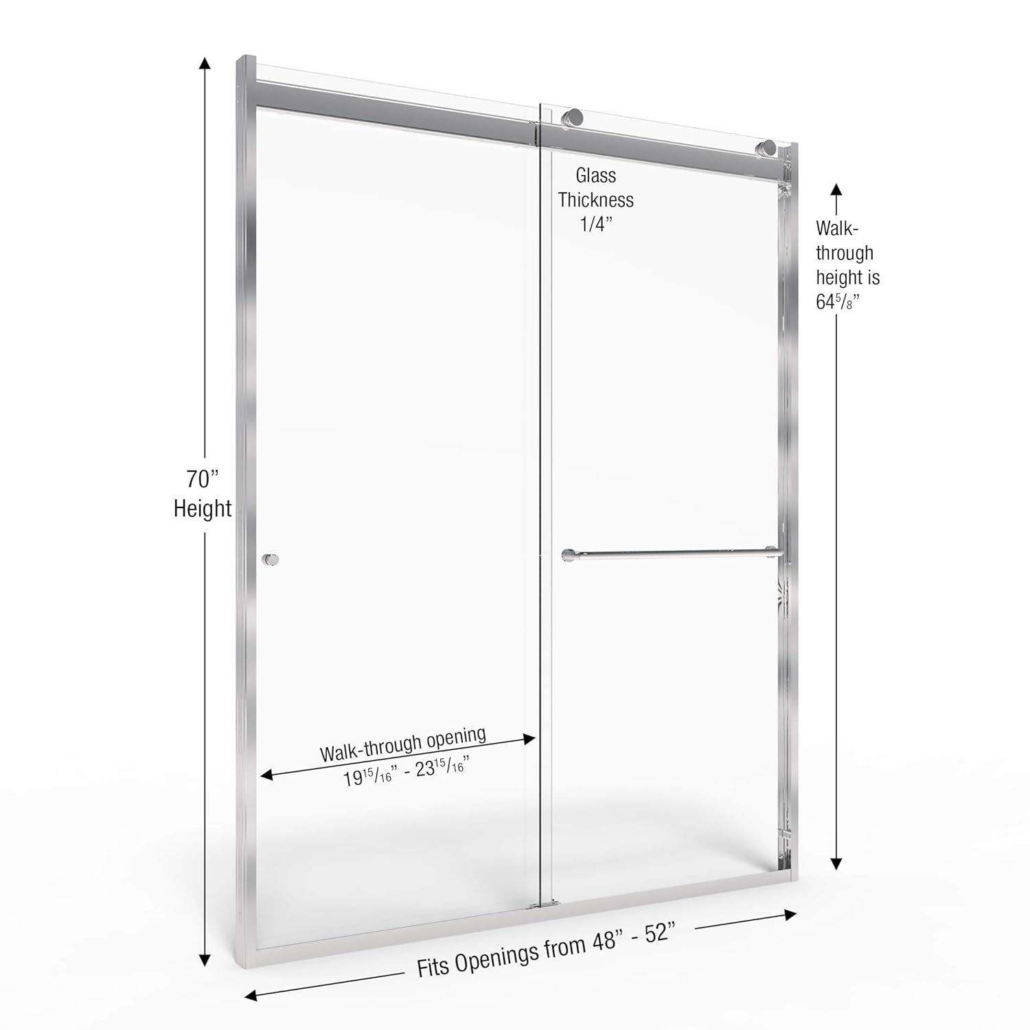 Rotolo 52" W x 70" H Semi Frameless Shower Door