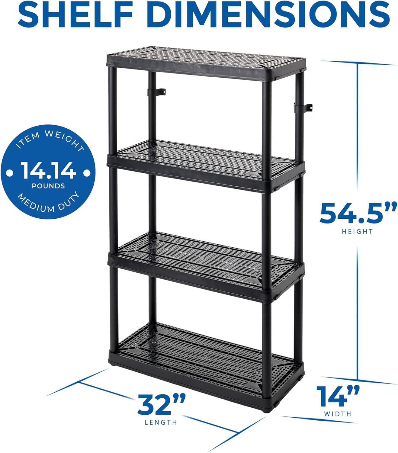 Maxit Black 4-Shelf Adjustable Ventilated Shelving Unit