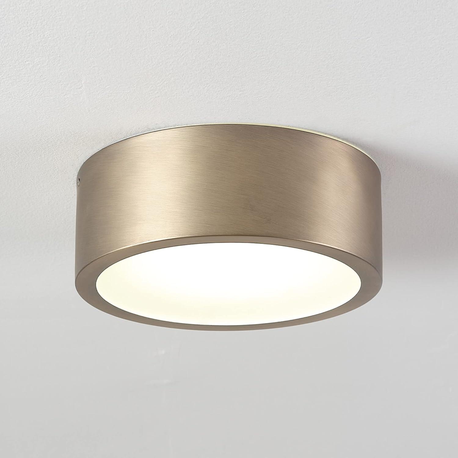 Modern Matte Brass 11" LED Flush Mount with Frosted Glass Shade