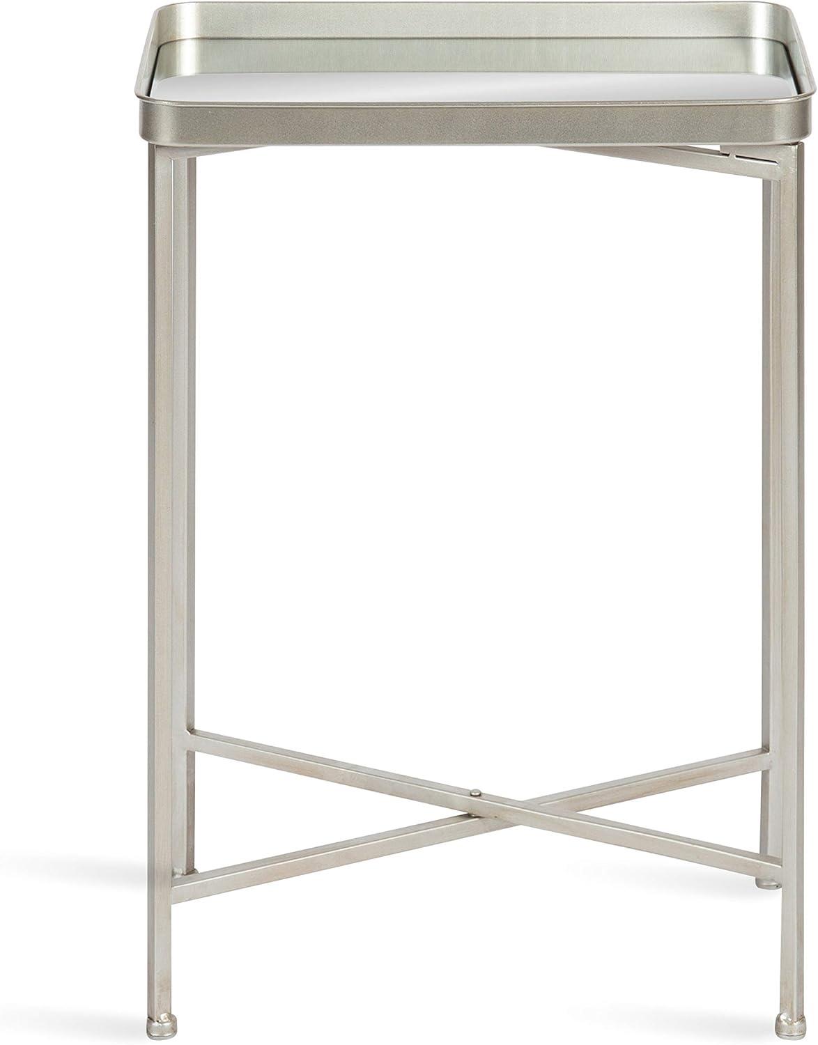 Kate and Laurel Celia Rectangle Metal Side Table, 18x12x26, Silver