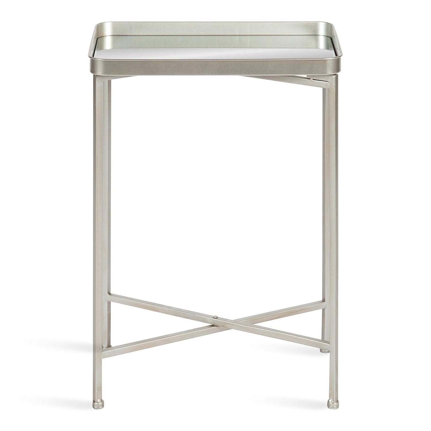 Kate and Laurel Celia Rectangle Metal Side Table, 18x12x26, Silver