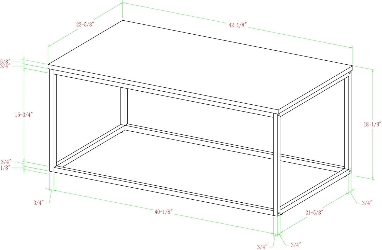 42" Open Box Coffee Table with Faux-Marble Top and Black Metal Base