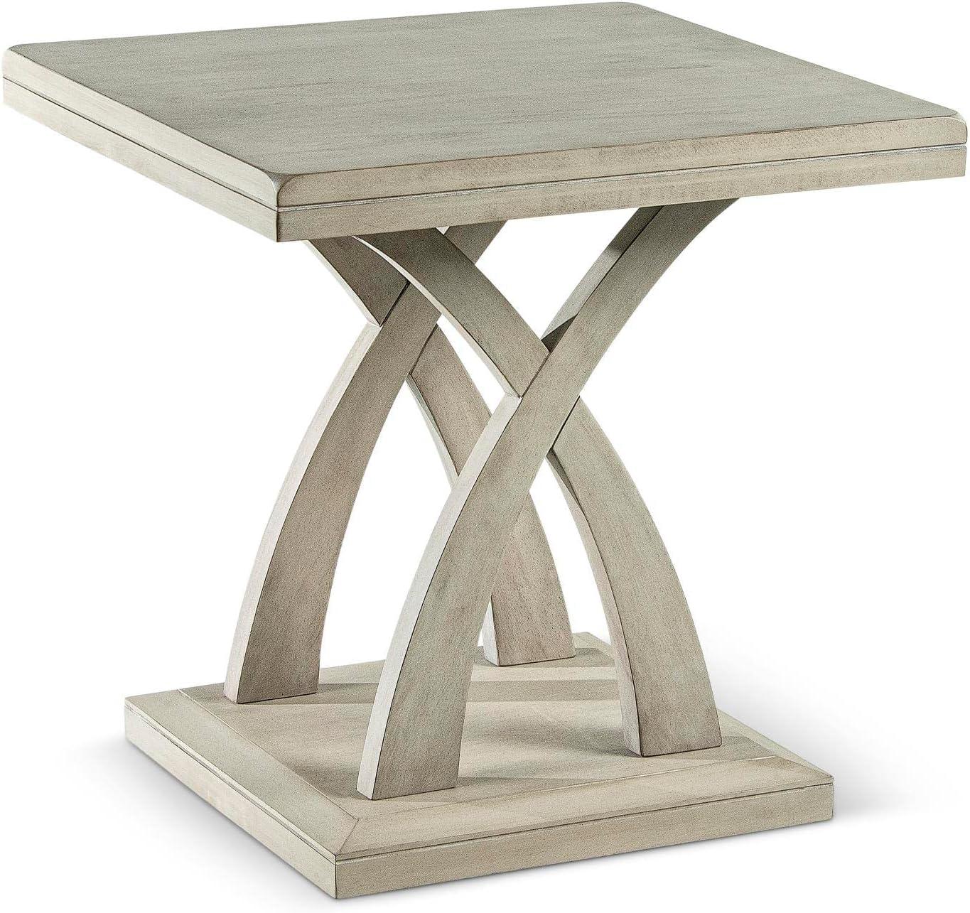 Jocelyn Gray Wood and Silver Metal X-Base End Table