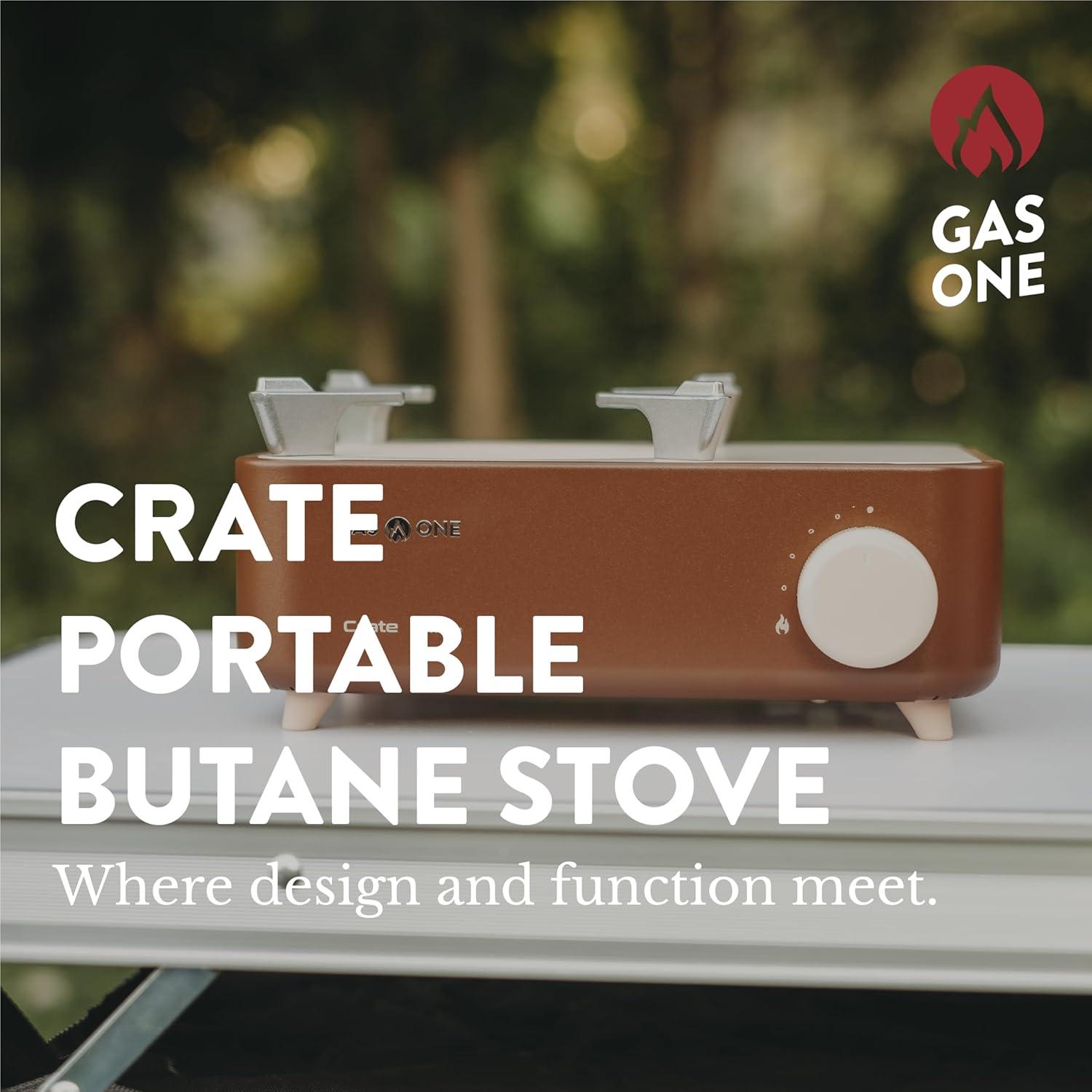 GasOne Butane Fuel Camp Stove – Crate Series - Mini Stove for Camping, Hiking – Portable Gas Stove