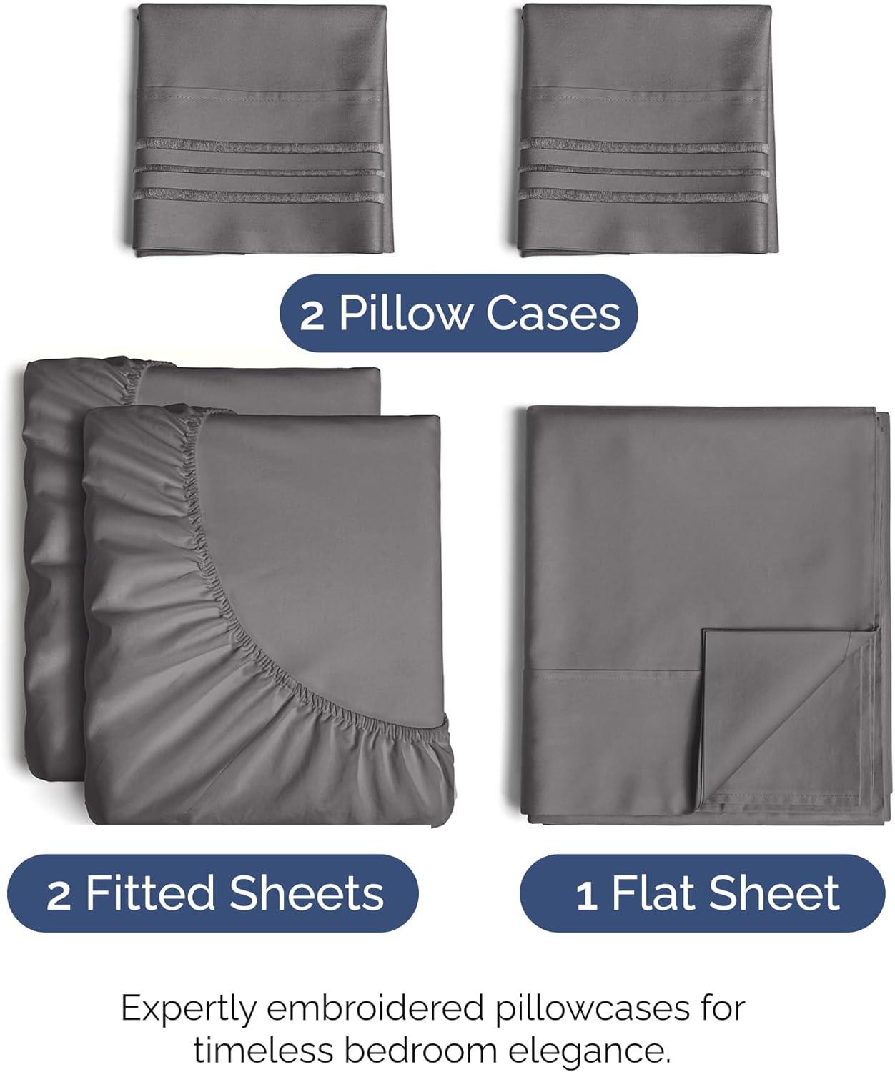 Solid 4 Piece Bed Sheet Set - Ultra Soft and Breathable Sheets - CGK Linens