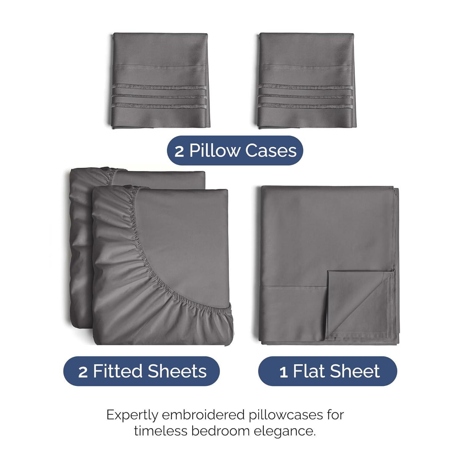 CGK Linens 5 Piece Microfiber Sheet Set in Dark Grey, Size Split King