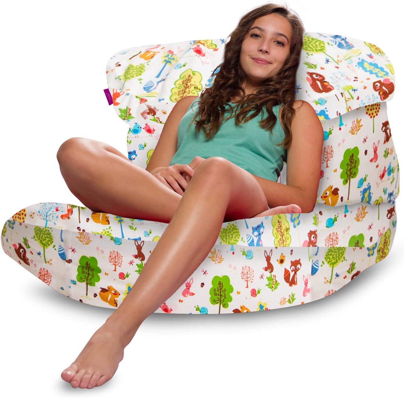 Posh Creations Bean Bag Chair Lounger Structured Seat for Kids, Teens and Adults, Comfy Chair for Gaming, Reading and Watching TV, Laguna Lounger, Multiple Colors and Fabrics