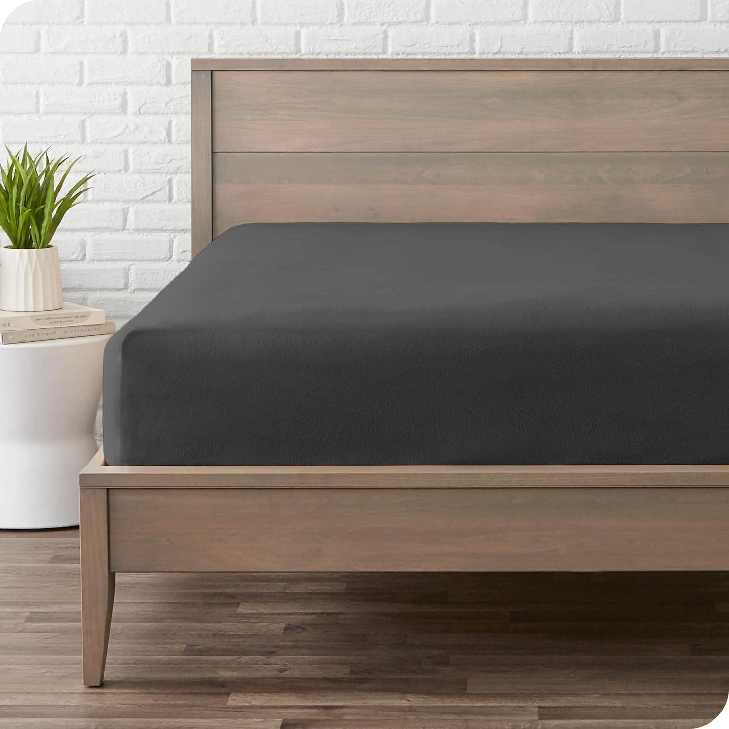 Twin Size Grey Polar Fleece Fitted Sheet by Bare Home