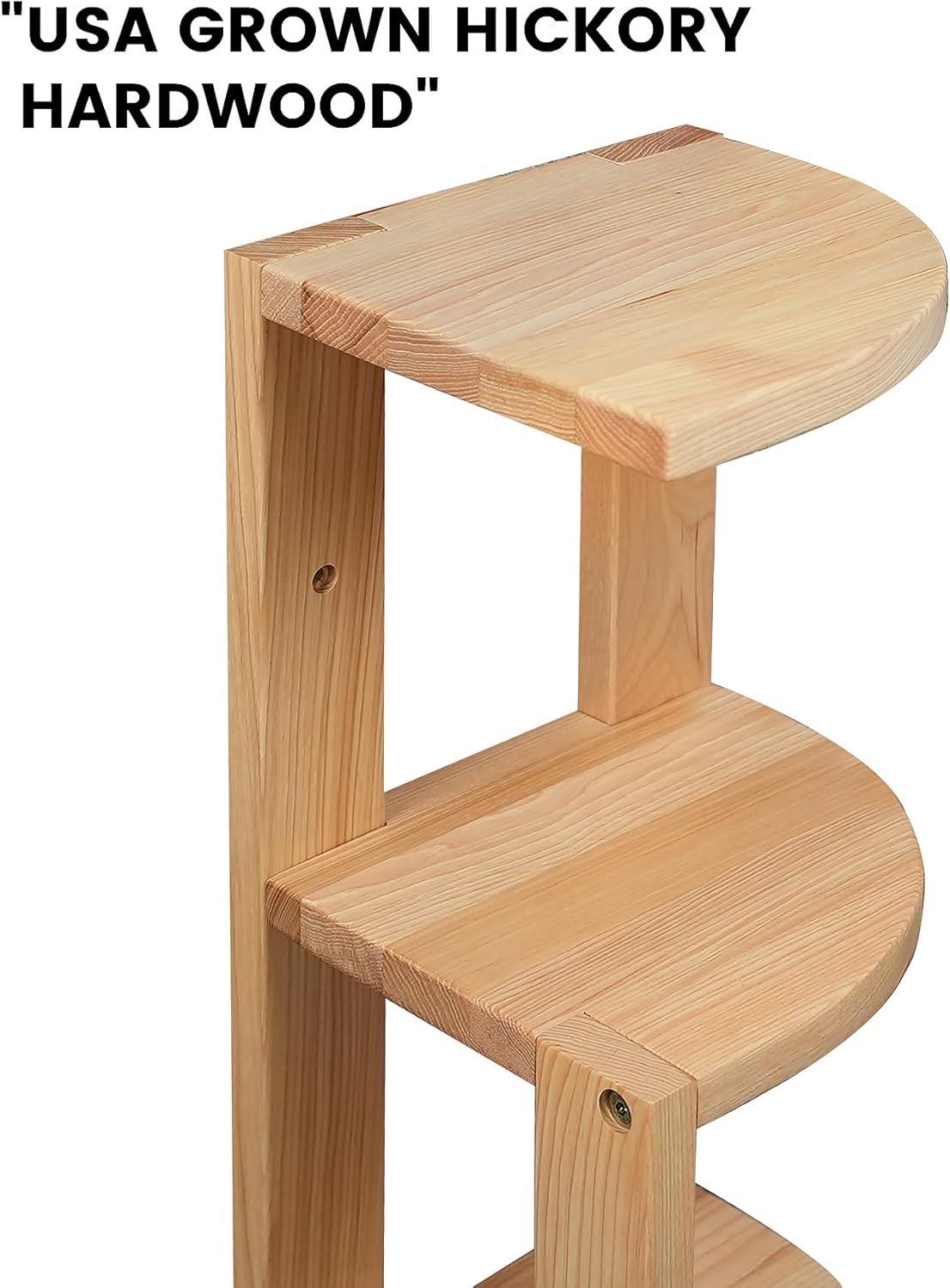 CONSDAN Corner Shelf, 4 Pieces, USA-Grown Solid Hickory Hardwood