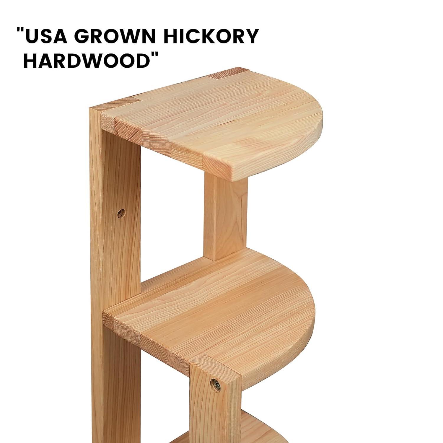 CONSDAN Corner Shelf, 4 Pieces, USA-Grown Solid Hickory Hardwood