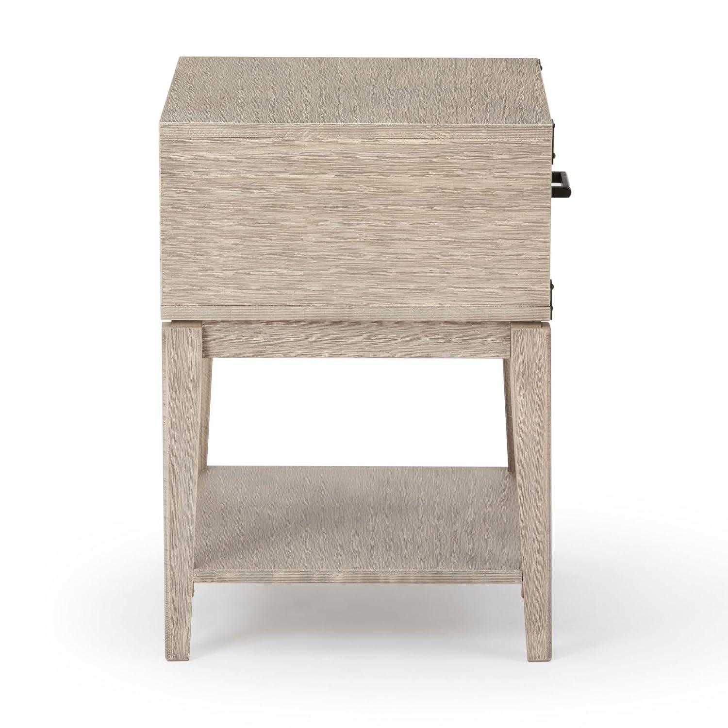 Plank+Beam Solid Wood Nightstand with 1 Drawer, Contemporary Side Table for Bedroom, Seashell Wirebrush