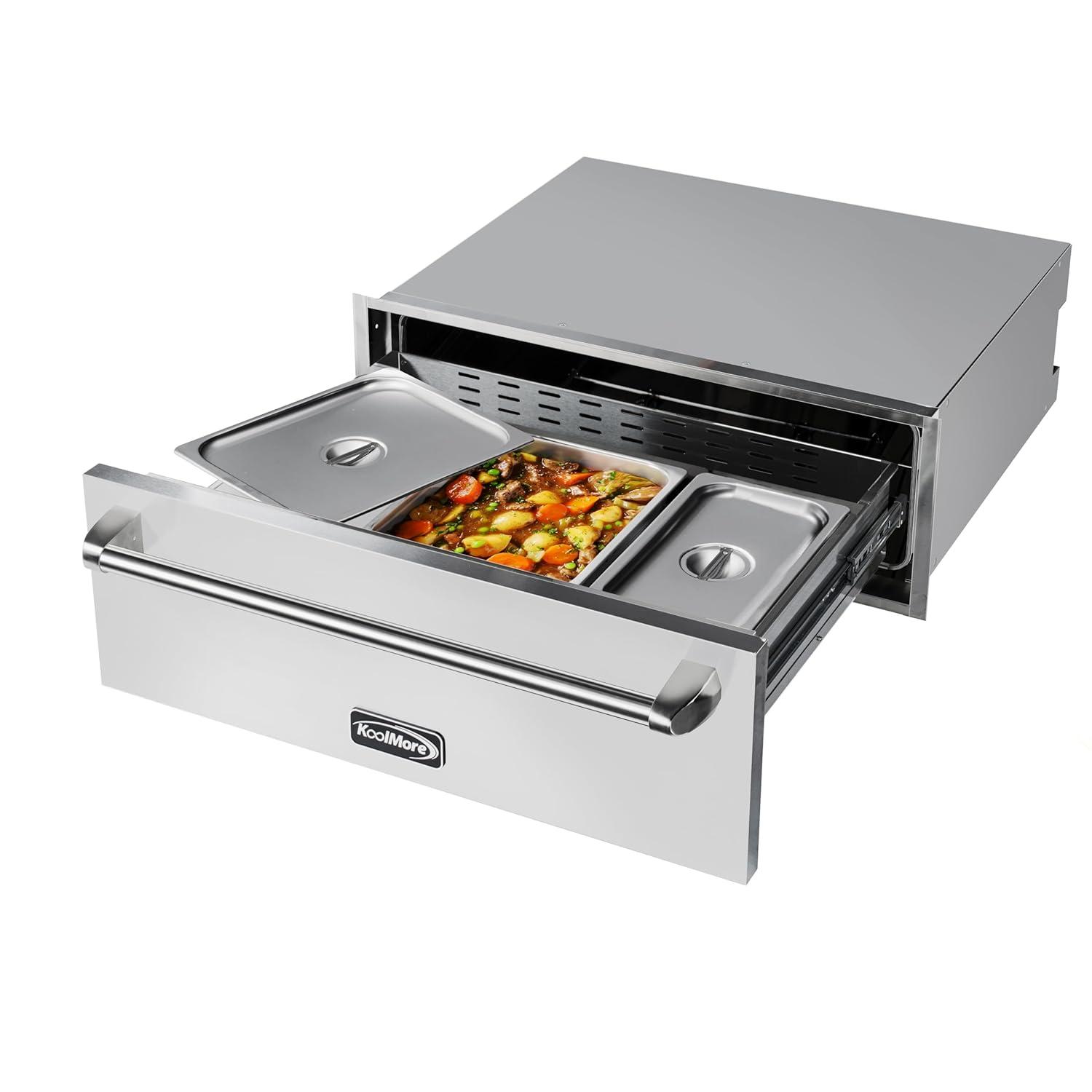 30 in. Warming Drawer with Three Compartments in Stainless-Steel (KM-RWD-30SS)