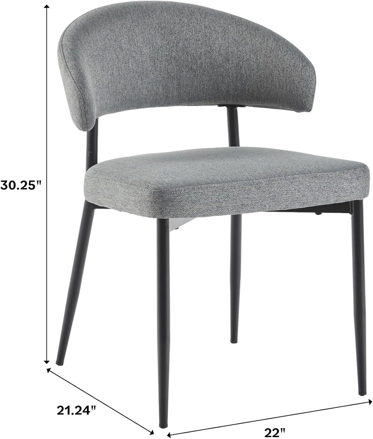Walker Edison Modern Curved Back Upholstered Dining Chair, Set of 2, Charcoal