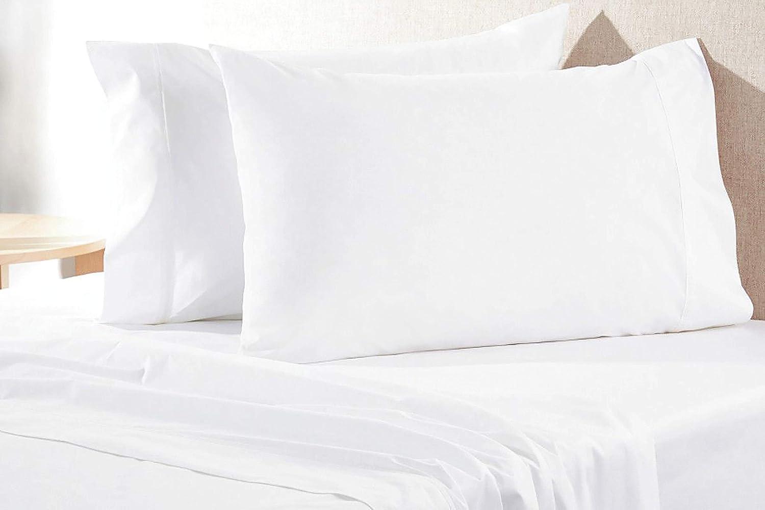 Aveesha 12 Pack Poly Cotton Pillow Cases - Standard Size White Pillowcases - 180 Thread Count Percale Weave Pillow Covers - Perfect for Home, Hotels and Hospital Use