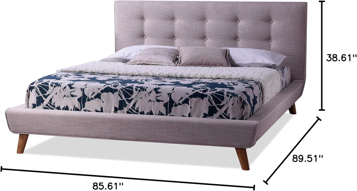 Jonesy Scandinavian Style Mid-Century Fabric Upholstered Platform Bed - Baxton Studio