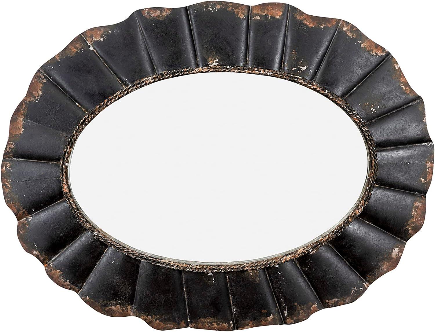 Elegant Full-Length Oval Wooden Mirror with Silver Accents, 24"x31"