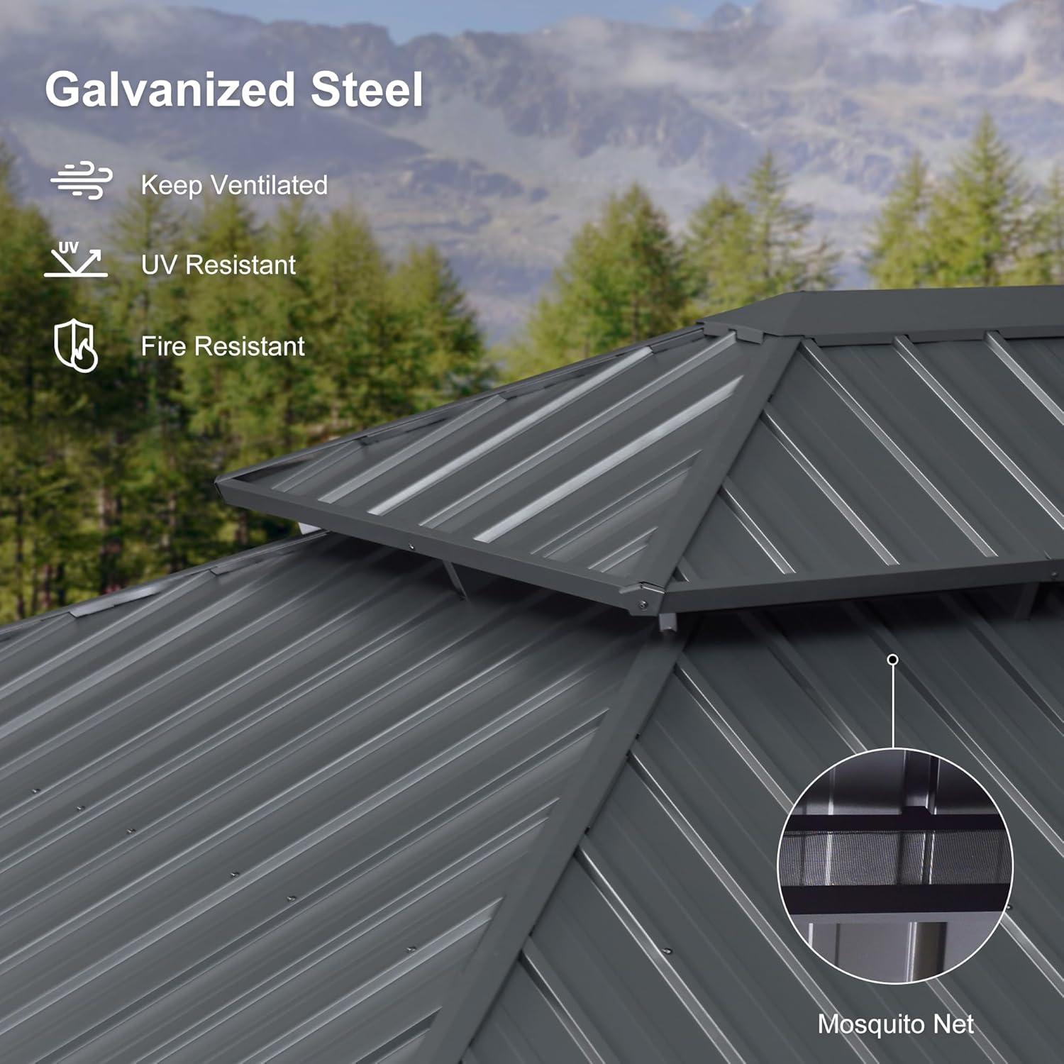 Purple Leaf 13' X 17' Hardtop Gazebo Aluminum Gazebo