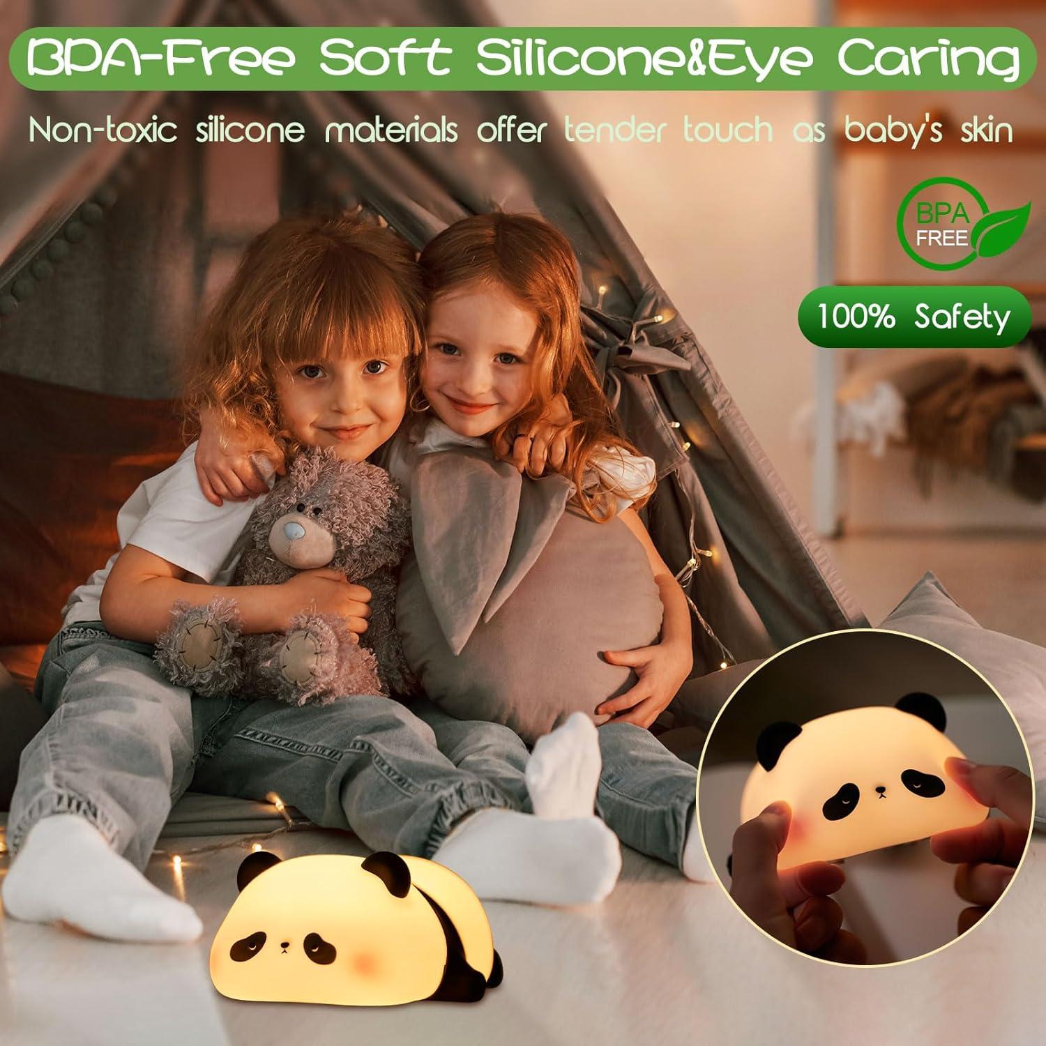 Cute Rechargeable Silicone Panda Night Light for Kids