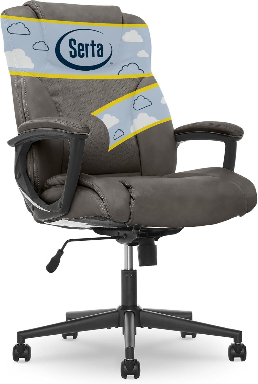 Gray High-Back Leather Executive Swivel Office Chair