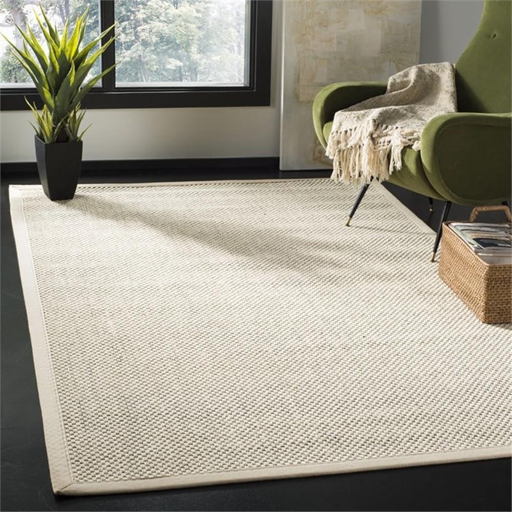 SAFAVIEH Natural Fiber Clarissa Solid Sisal Area Rug, Black/Ivory, 10' x 14'