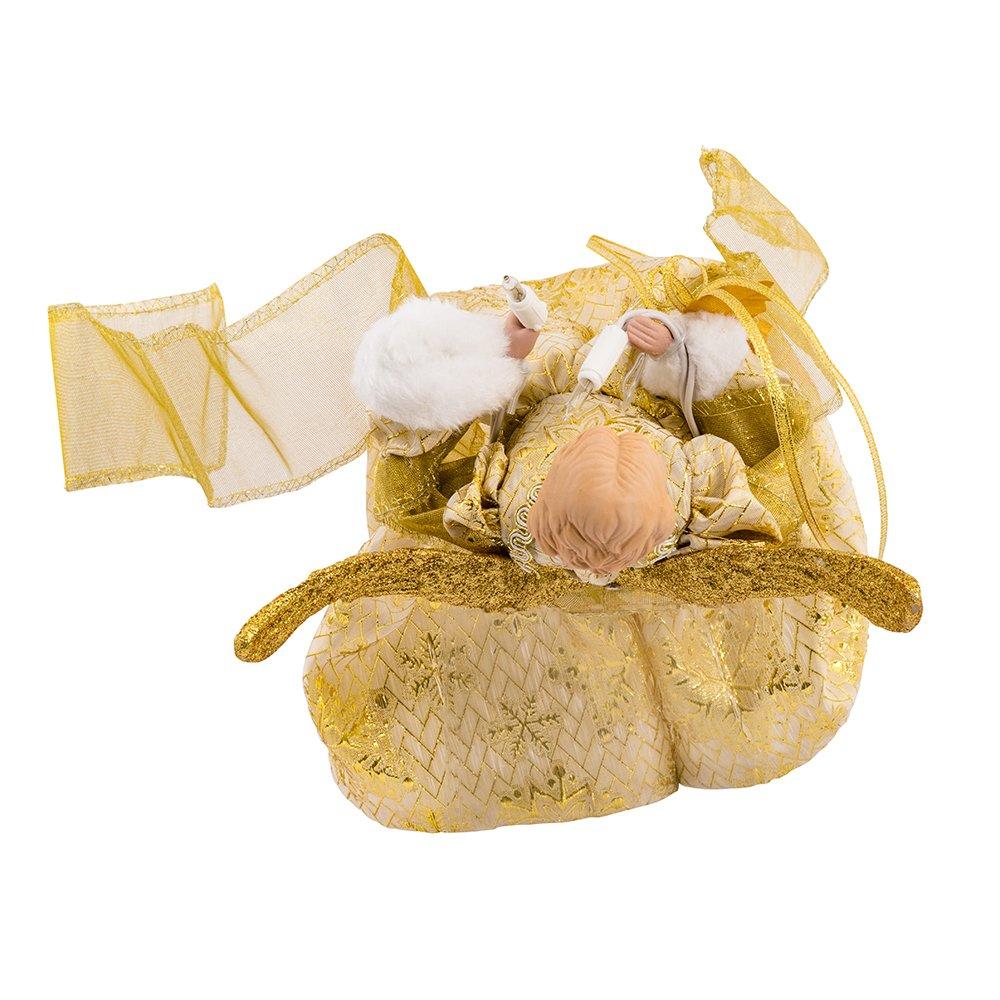 12-Inch Gold Porcelain Angel Tree Topper with Ribbon