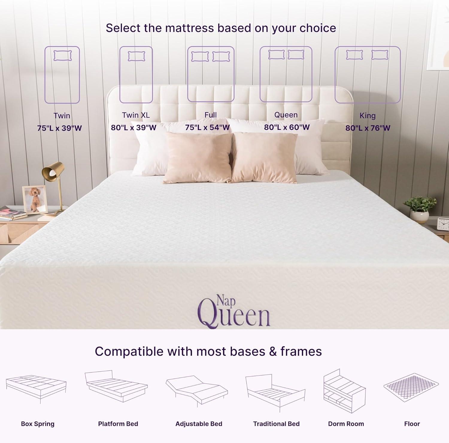 NapQueen Elizabeth Twin XL 8" Gel Memory Foam Adjustable Mattress