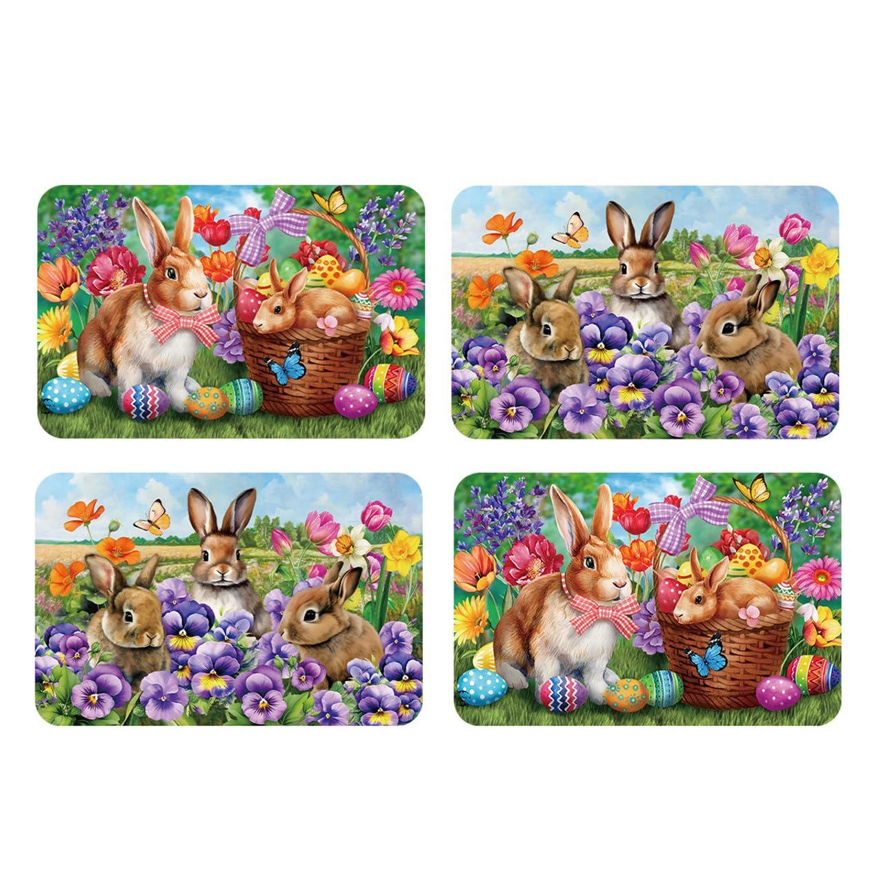 Briarwood Lane Spring Easter Double Sided Placemat (4-pack) 17x11.25 Bunnies and Basket For Easter Placemat