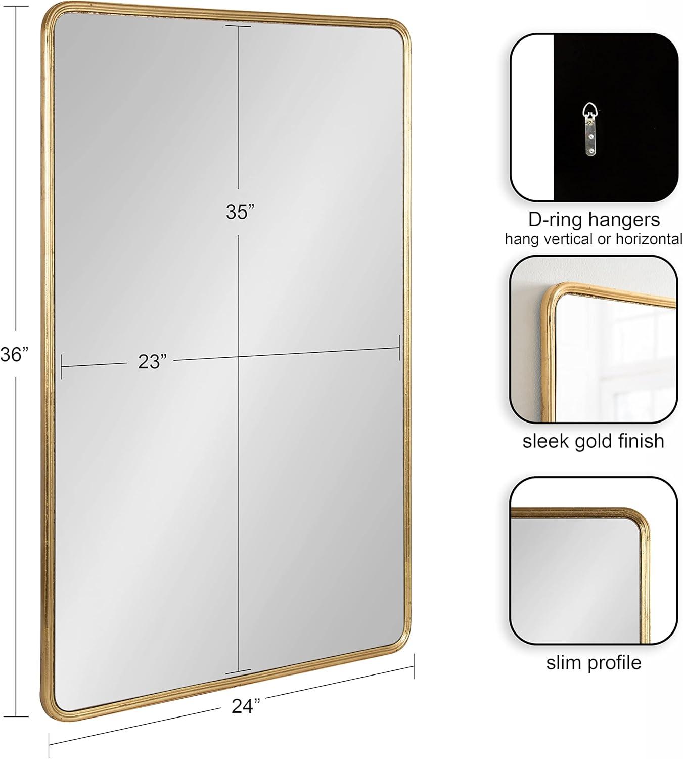 Kate and Laurel Caskill MDF Rectangle Mirror, 24x36, Gold