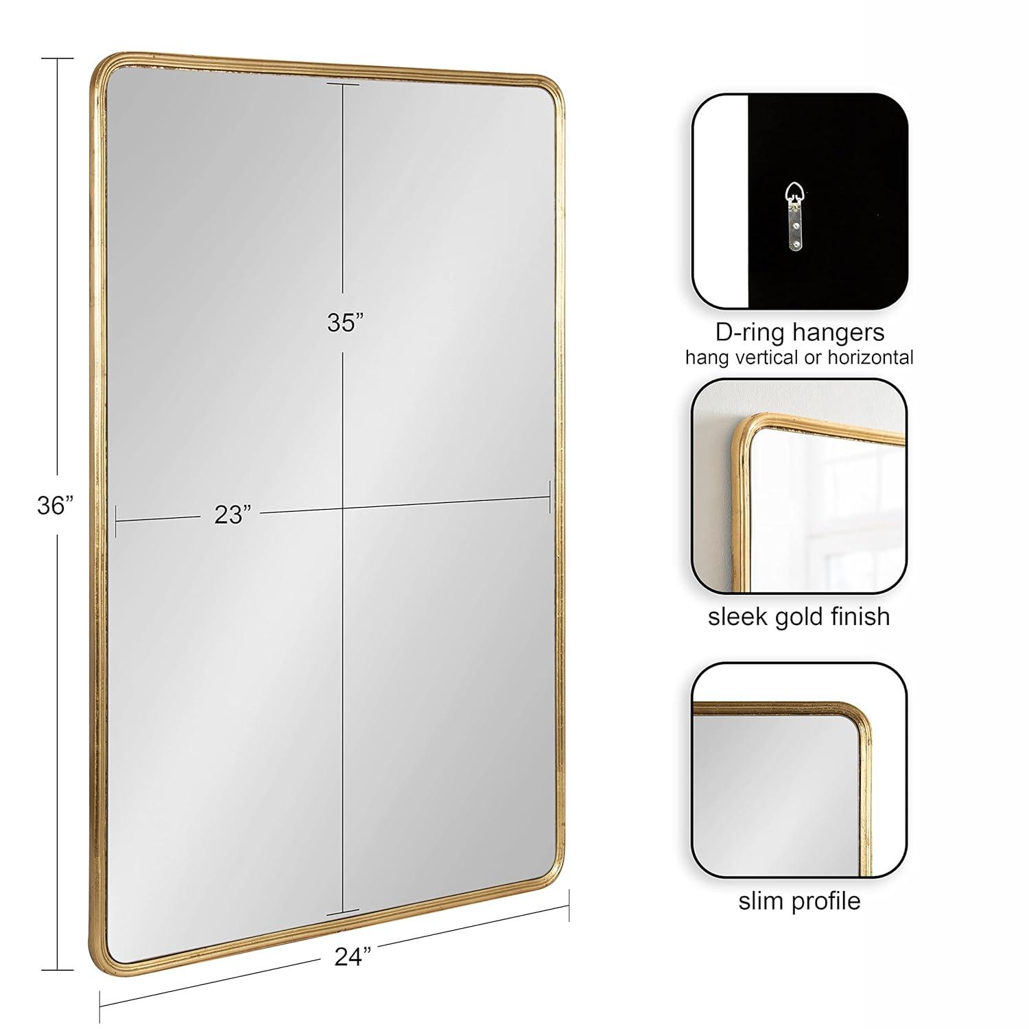 Kate and Laurel Caskill Rectangle MDF Full Length Mirror, 16x48, Gold