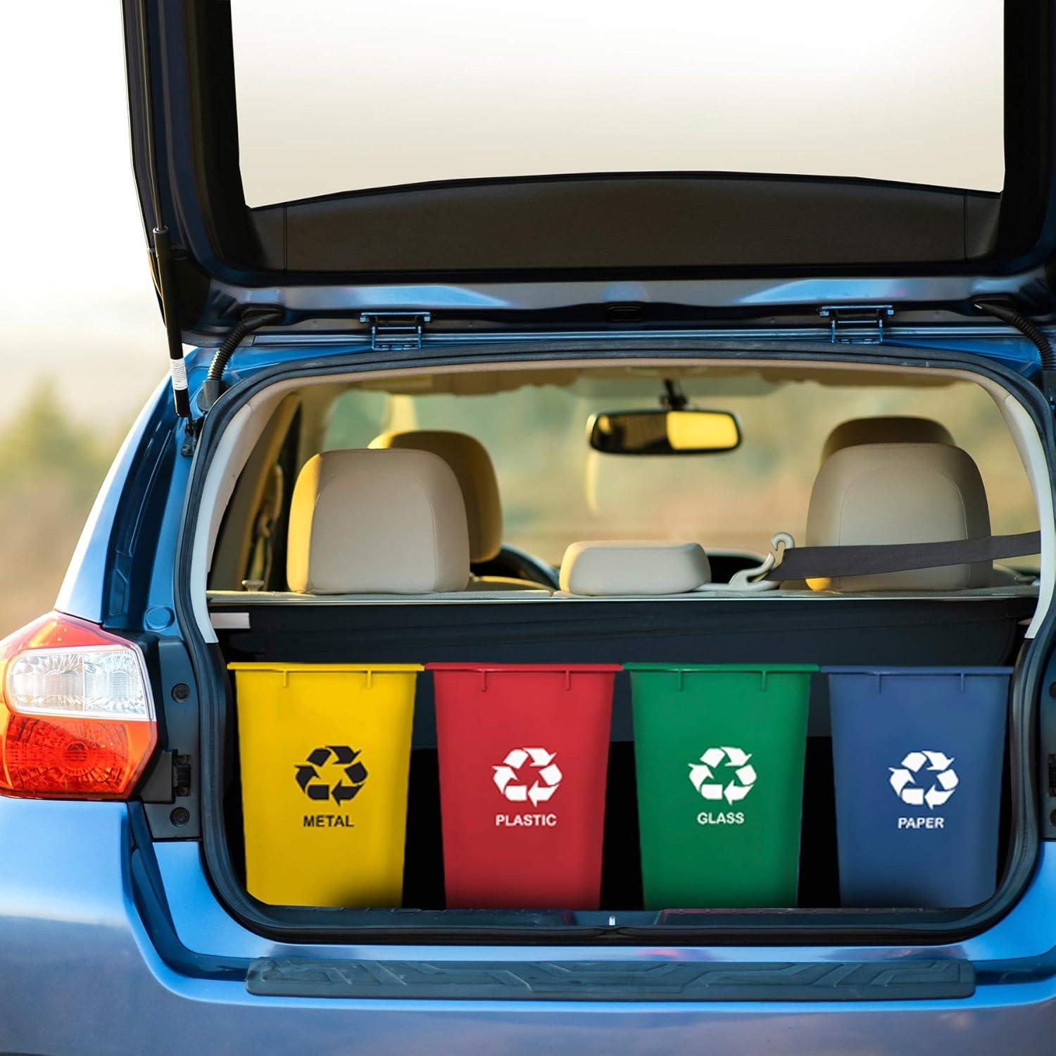 Acrimet Wastebasket Bin for Recycling 27QT (Plastic) (Blue Yellow Red Green) (Set of 4)