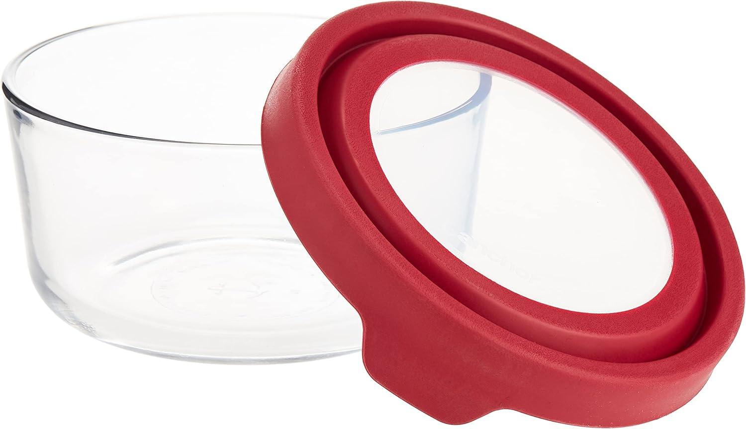 Red Glass 7-Cup Food Storage Jar with Airtight Lid