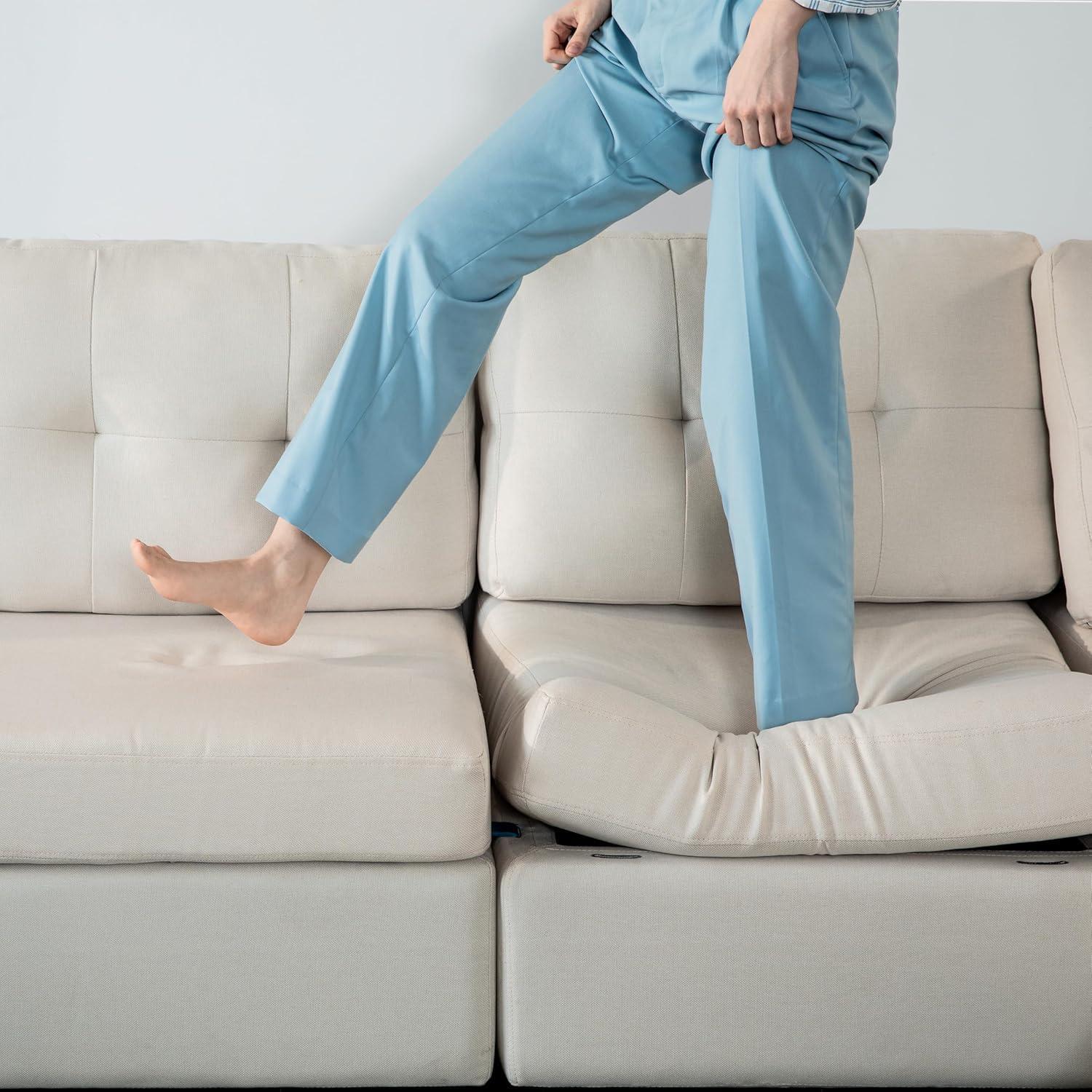 LINSY HOME Oversized Modular Cloud Sectional Sofa, RUBIK III 7 Seat Storage Couches and Sofas, Sectional Couches for Living Room with Reversible Chaises, Beige