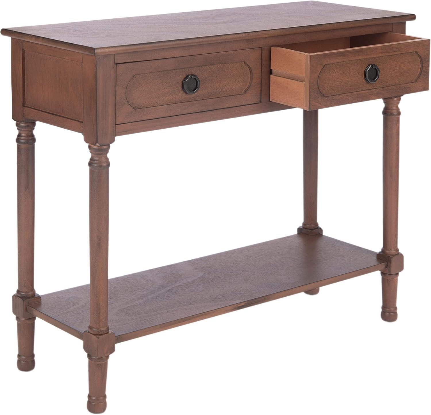 SAFAVIEH Allura French Brown Wood Console Table with Drawer (35.5 in. W x 13 in. D x 29.5 in. H)