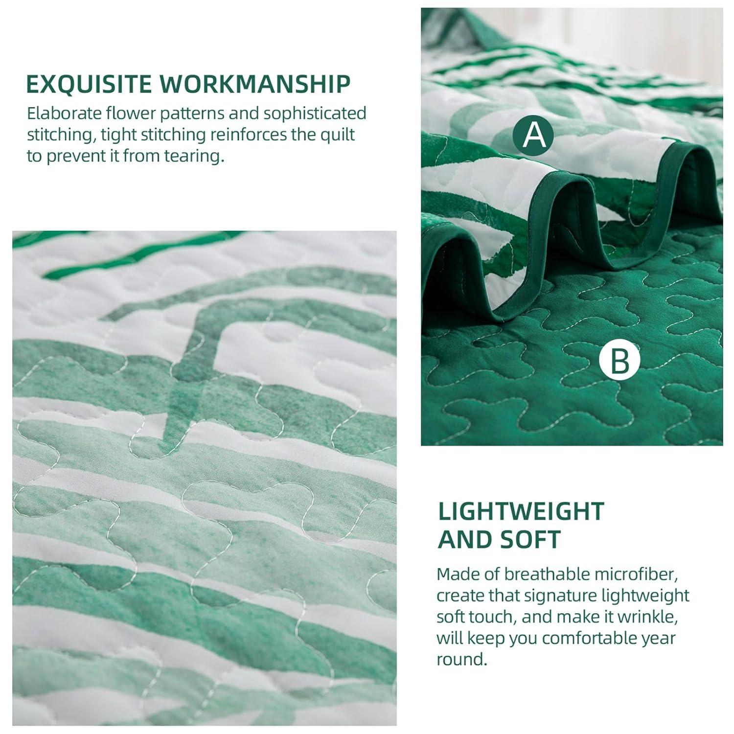 Ambesonne Ambesonne Palm Leaf Bedspread Set Forest Leaves Frame Hunter Green